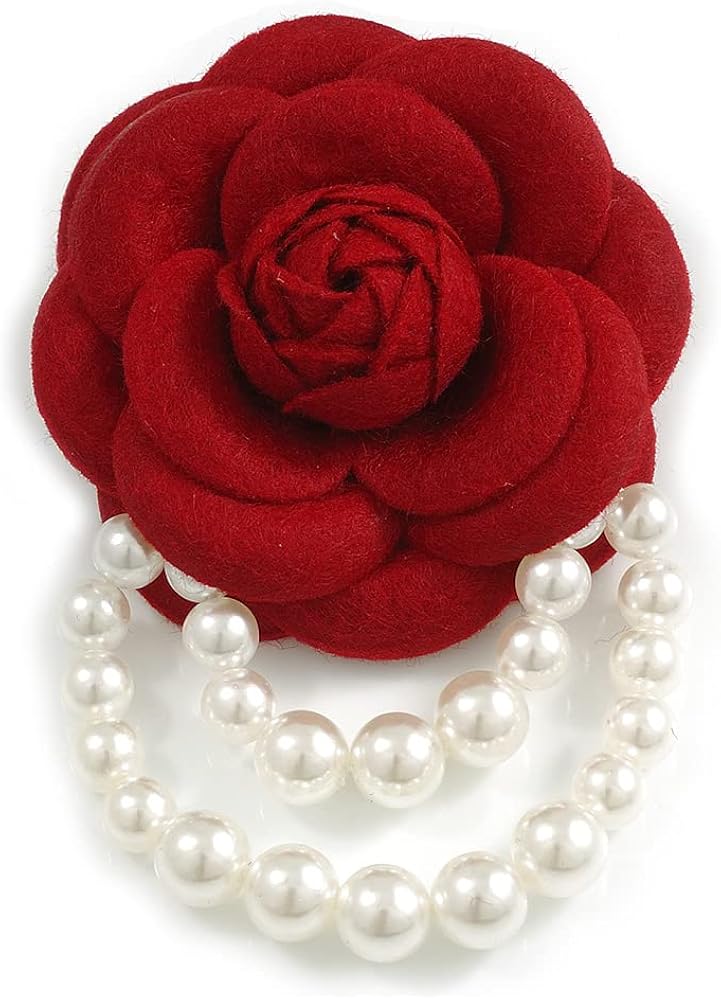 Rose Flower Pearl Brooch