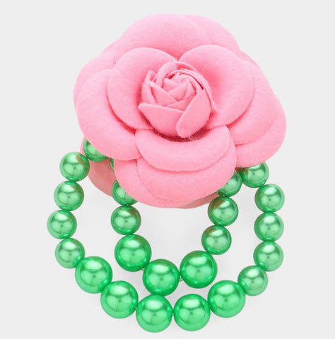 Rose Flower Pearl Brooch