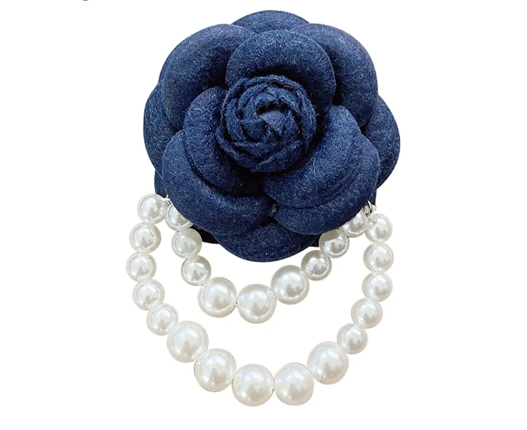 Rose Flower Pearl Brooch