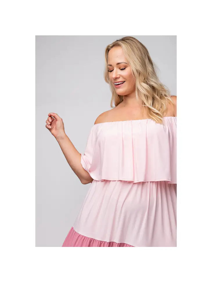 Colorblock Tiered Maxi Dress