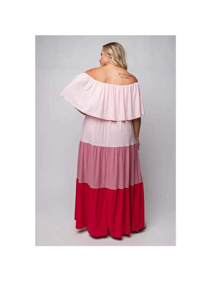 Colorblock Tiered Maxi Dress