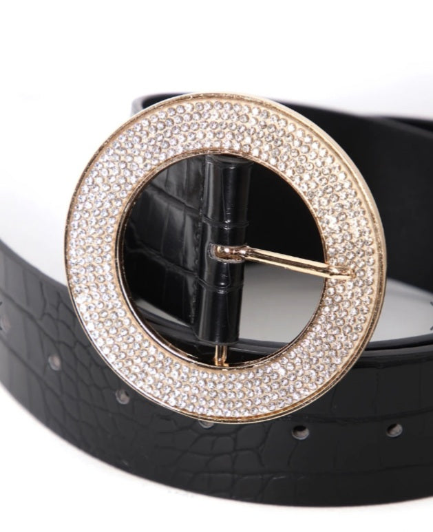 Croc Print Rhinestone Belt