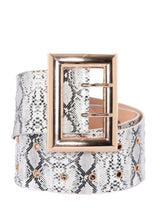Wide Buckle Snake Print Belt
